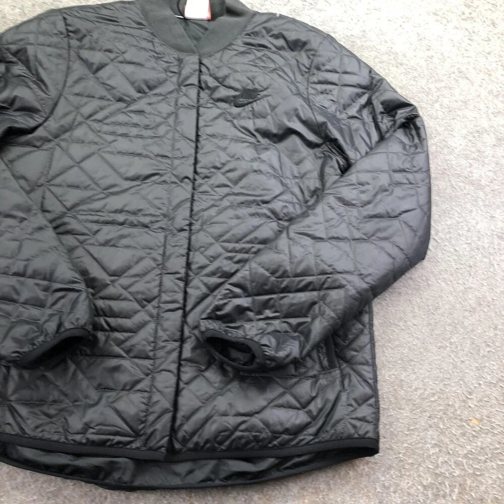 Nike Jacket Womens Small Black Quilted Full Zip Insulated Lined Casual Bomber